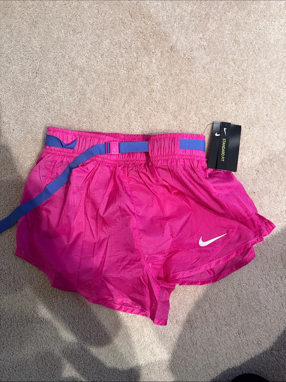 Nike Women's Hot Pink Athletic Shorts with Blue Belt s